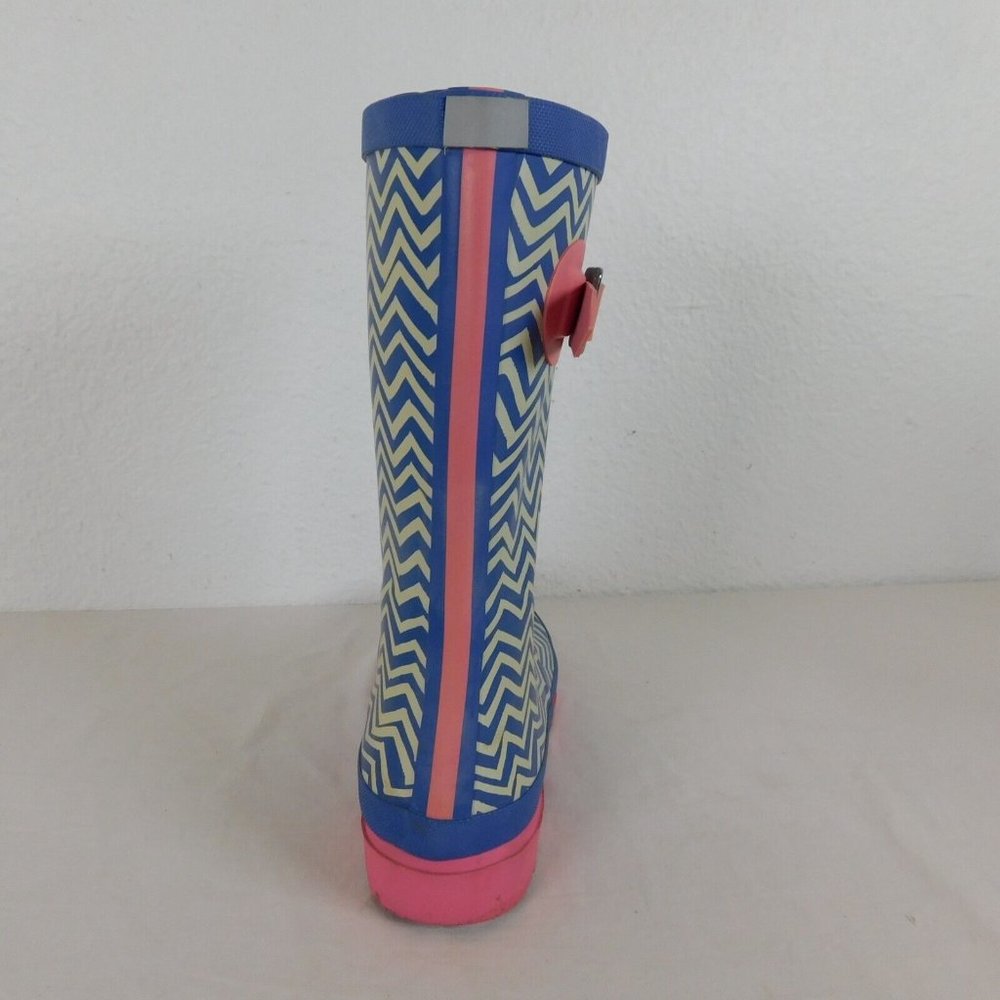 Joules Blue Stripe Pink Sole Mid Height Wellington Rain Boots Women US size 7 - Picture 7 of 12
